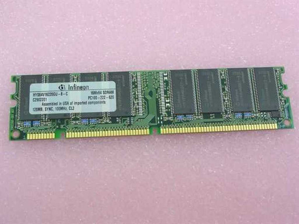 Infineon HYS64V16220GU 128MB PC100 SDRAM 168-Pin DIMM — top view showing module label and gold edge connector
