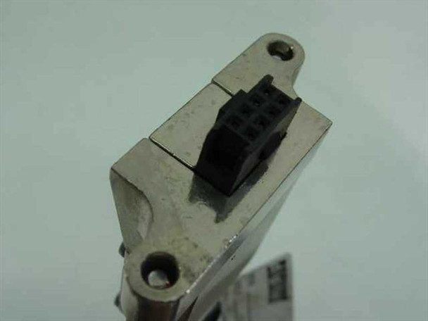Close-up of 8-pin Amphenol connector end on Digital BC26V-25 SDI cable, showing metal shell and pin housing