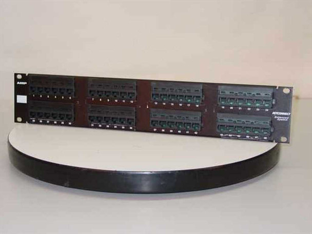 AMP NetConnect 406331-1 Cat 5e 48-Port Patch Panel — front view showing all 48 RJ-45 ports arranged in six groups across two rows