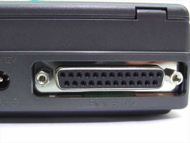 Pacific Crest PCT-5500 CardGrabber close-up of DB-25 female Parallel I/O port on rear of scanner