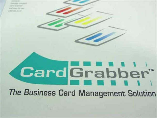 Pacific Crest CardGrabber retail box close-up showing CardGrabber logo and tagline The Business Card Management Solution
