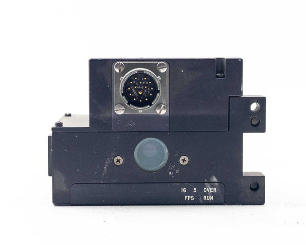 Mekel Engineering C-131 Pilots Display Recorder – straight front view showing multi-pin circular connector top and blue indicator lens with FPS and RUN markings