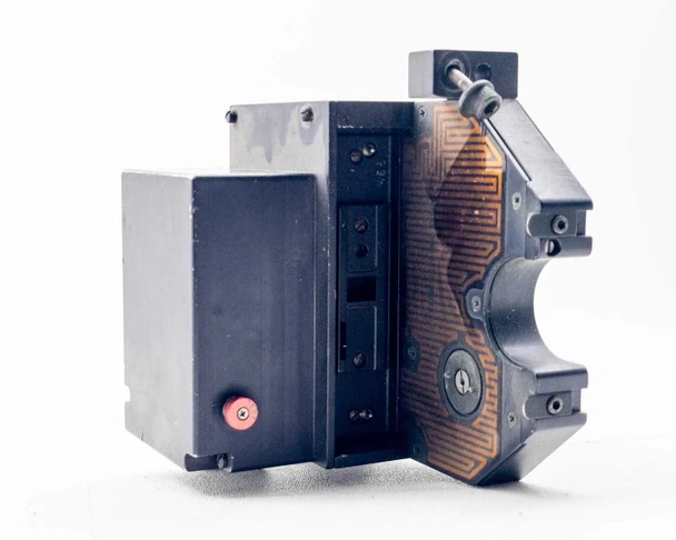 Mekel Engineering C-131 Pilots Display Recorder – side view showing internal recorder mechanism with circular trace pattern and connector ports
