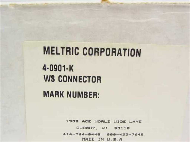 Meltric 4-0901-K WS Welding Connector – original box label reading 'Meltric Corporation, 4-0901-K, WS Connector, Made in USA, Cudahy WI 53118'