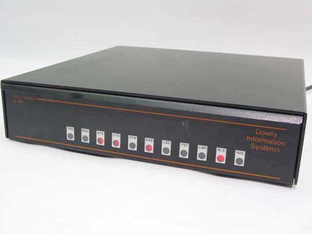 Dowty Information Systems 7055005 CSU/DSU V.35 external modem — front panel with LED status indicators, three-quarter view