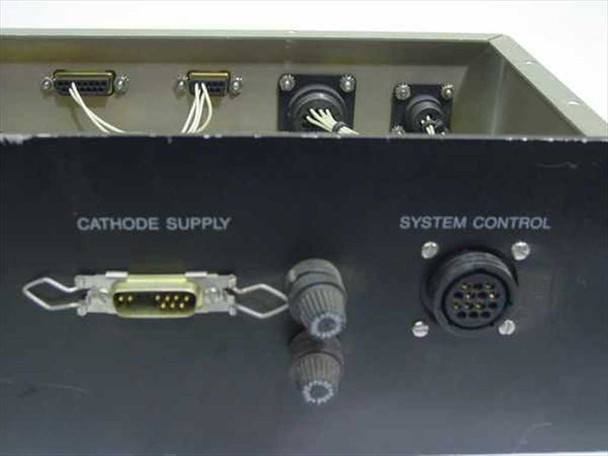 Rear panel showing Cathode Supply DB9 connector and circular multi-pin connector alongside System Control circular connector