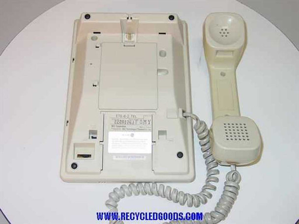 NEC ETE-6-2 Dterm Series II phone — bottom view showing label with model ETE-6-2 TEL and handset with speaker grille