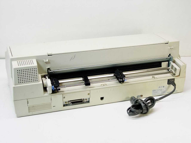 Epson Stylus Color 1520 rear view showing print mechanism, Centronics parallel port, power cord, and ventilation slots with paper trays absent