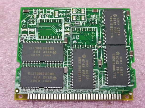Visiontek VT57019 24MB laptop memory module rear side — six Hynix HM511616OLT6 DRAM chips and controller ICs visible