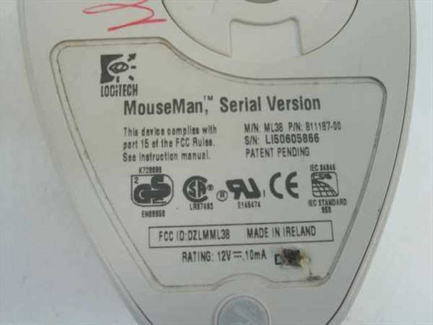 Logitech ML38 Mouse Serial Three Button - MouseMan 811187-00