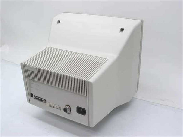 Decision Data 3596 terminal — rear view showing ribbed ventilation housing, 25-pin parallel connector, round DIN connector, and IEC power inlet