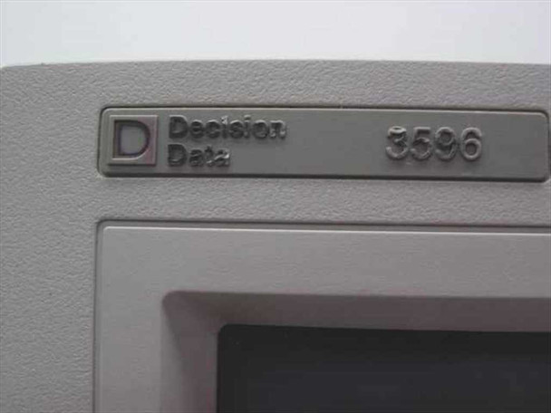 Decision Data 3596 front bezel close-up showing embossed Decision Data nameplate and model number badge