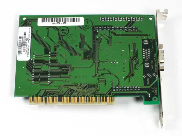 Diamond Stealth 3D 2000 PCB rear solder side showing barcode label, DMSI markings, and PCI edge connector