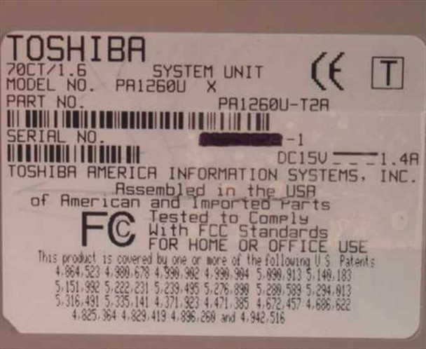 Toshiba PA1260U-T2A P120 Libretto 70CT 16RAM 1.6Gb - Bad CMOS Battery