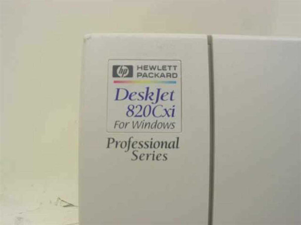 HP DeskJet 820Cxi box label reading 'Hewlett Packard DeskJet 820Cxi For Windows Professional Series'
