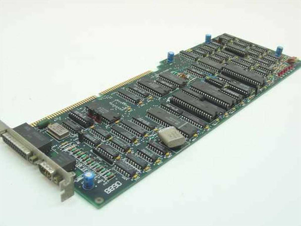 Zenith 85-3359-01 16-bit ISA I/O controller long card – top component side showing populated PCB with multiple ICs, DB-25 and DB-9 bracket connectors
