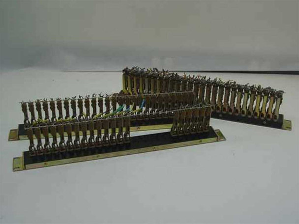 Three PBX rackmount gold connector terminal strip blocks shown together from above at an angle