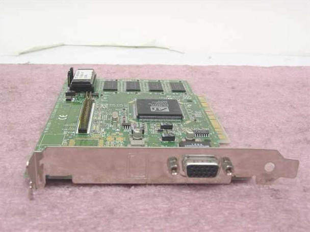 ATI MACH64 VT PCI video card front view showing ATI GPU chip, memory chips, and single VGA output port on bracket