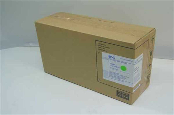 EP-S 92295A compatible black toner cartridge in closed cardboard shipping box, side view