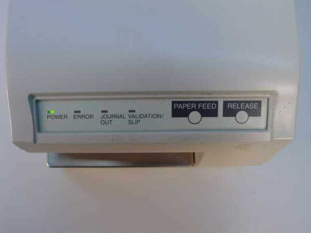 Epson TM-U375P front panel close-up showing Power, Error, Journal Out, Validation/Slip indicators and Paper Feed and Release buttons