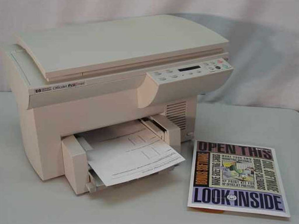 HP OfficeJet Pro 1150Cse C5300A all-in-one printer front view with paper tray extended and promotional booklet alongside
