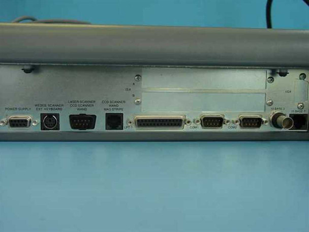 Intermec MaxiLAN DX200S rear panel close-up with labeled ports: Power Supply, Wedge/Ext Keyboard, Laser/CCD Scanner, Wand/Mag Stripe, COM1, COM2, COM3, and parallel port