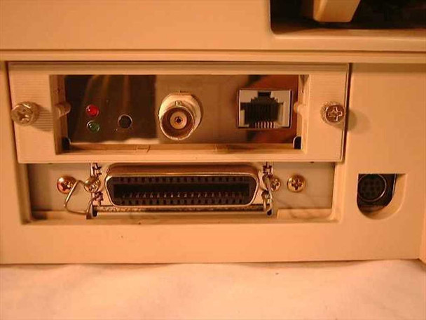 Epson Stylus Color 3000 P891A rear interface panel showing BNC connector, RJ-45 network port, Centronics parallel port, and mini-DIN serial port