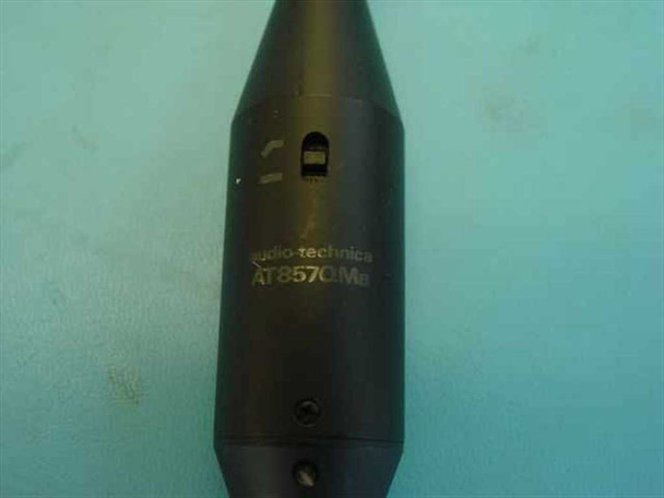 Close-up of Audio-Technica AT857QMa power module body showing engraved model number AT857QMa and quick-mount slot