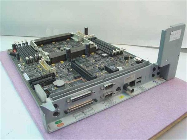 Compaq 299308-001 dual processor system board with metal tray – front top-down view showing board components, expansion slots, and I/O panel