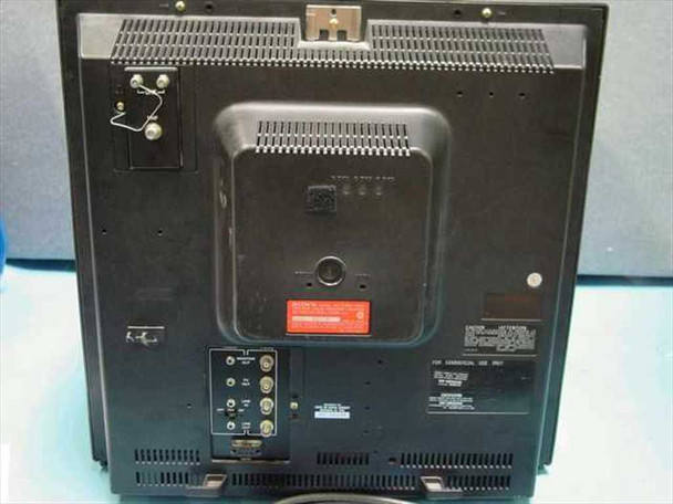 Sony CVM-1900 rear panel view — CRT back housing, ventilation grilles, red rating label, and rear input/output connector panel