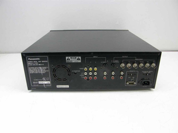 Panasonic ET-100DS – full rear panel view showing input/output connectors, fan, remote port, and AC inlet