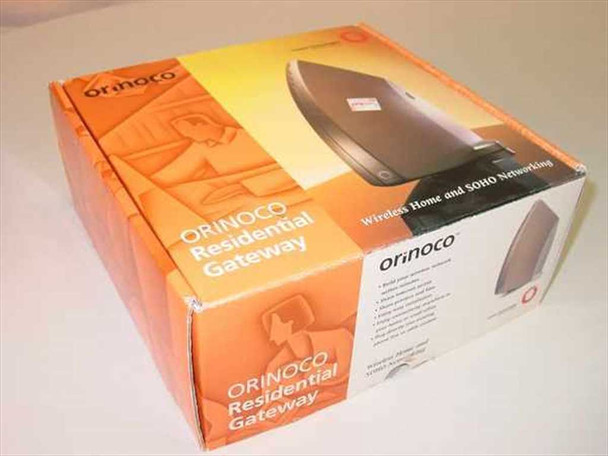 Lucent Orinoco RG-1000 original retail box showing Orinoco Residential Gateway branding and Wireless Home and SOHO Networking text