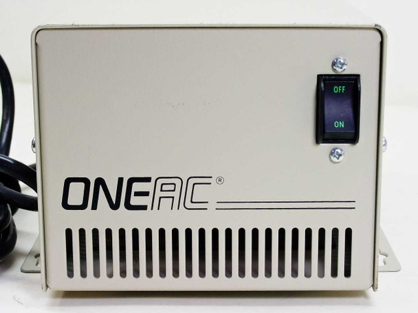 ONEAC CP1107 Line Conditioner — front panel close-up showing ONEAC logo and illuminated ON/OFF rocker switch