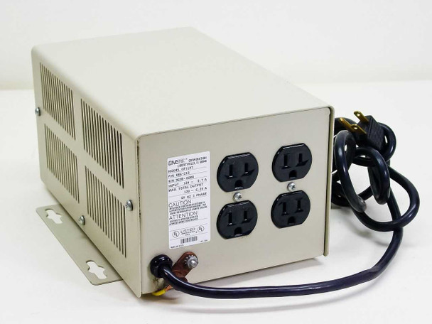 ONEAC CP1107 Line Conditioner — rear panel showing four NEMA 5-15R AC outlets, rating label, power cord, and ground lug