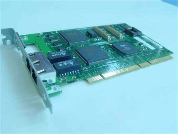 Compaq 338478-001 Dual Port 10/100 PCI Network Card – angled top view showing two RJ-45 ports and main controller ICs