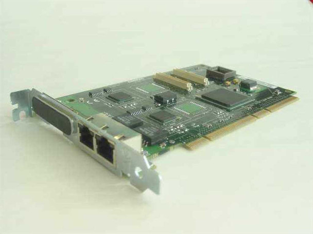 Compaq 161105-001 dual-port 10/100 PCI network card – angled front view showing two RJ-45 ports and bracket
