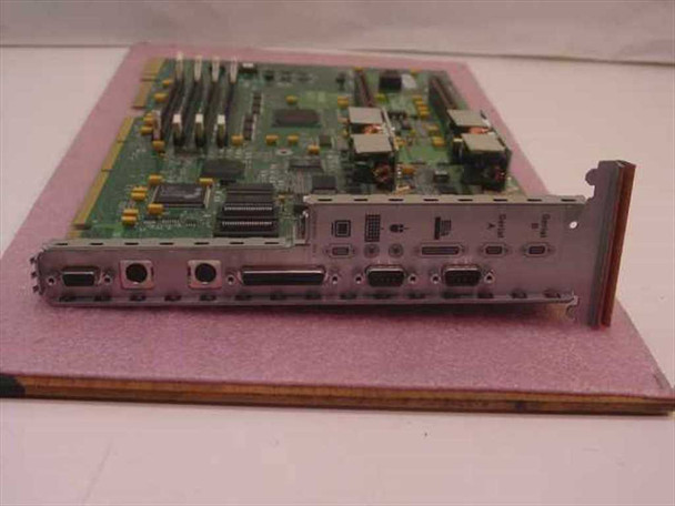 HP D5000-60001 LH3r Server System Board side view showing rear I/O bracket with serial, parallel, PS/2, and video ports