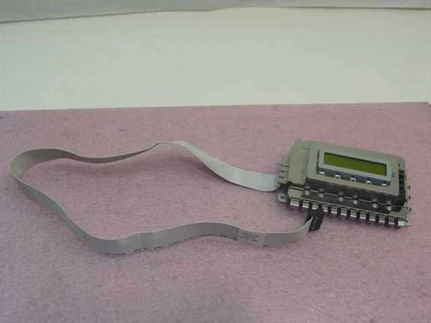 HP 5067-4214 LH3r server LCD front panel display module with ribbon cable laid out on pink surface — front angle view