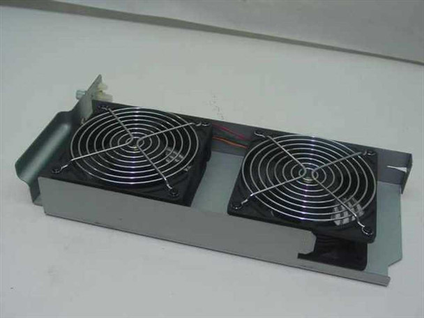 HP 5002-4825 Dual Fan Assembly – front angled view showing two fans with wire guards and gray metal tray