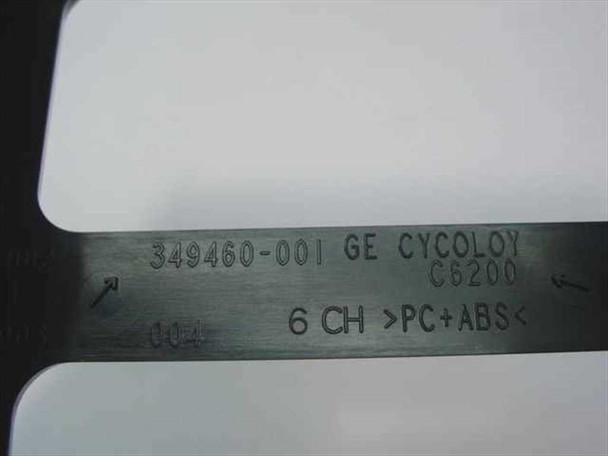 Compaq 349460-001 filler tray — molded part number label showing 349460-001 GE Cycoloy C6200 PC+ABS material markings