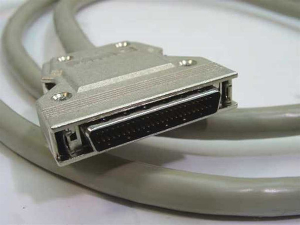 Close-up of HD50 50-pin male connector end with metal shell and locking thumbscrews