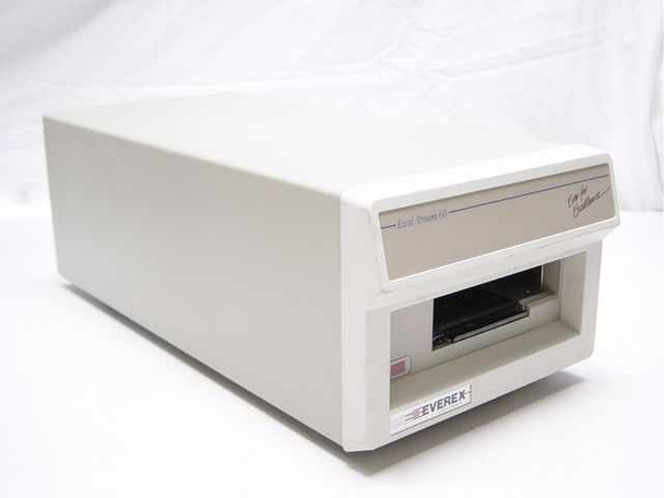 Everex BX830 Excel Stream 60 external streaming tape drive — angled right-side front view showing tape slot and Excel Stream 60 label
