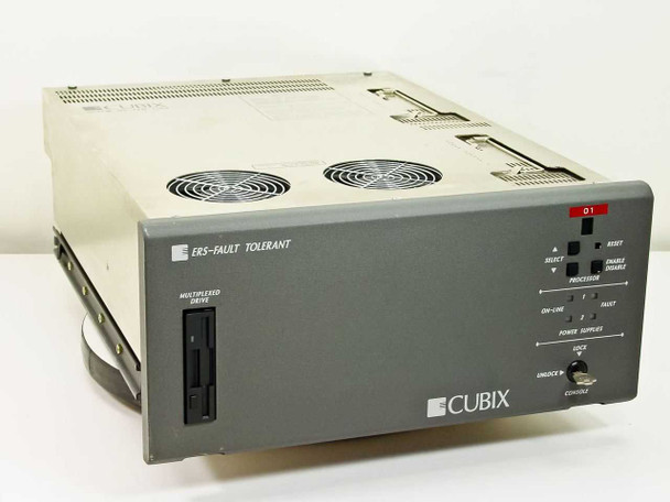 Cubix ERS-Fault Tolerant FT Subsystem front panel view showing multiplexed floppy drive, dual fans, and control panel