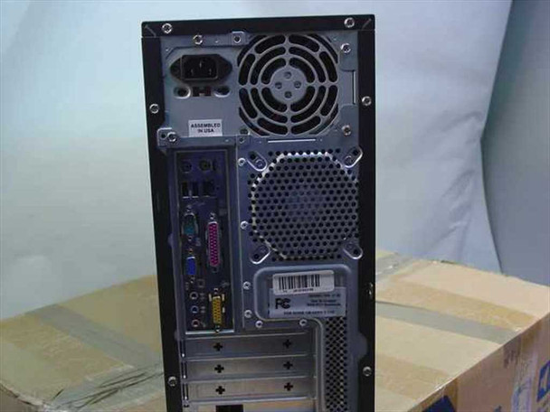 Cisnet C-28 rear panel showing PS/2 ports, VGA, parallel, serial, audio jacks, and IEC power connection