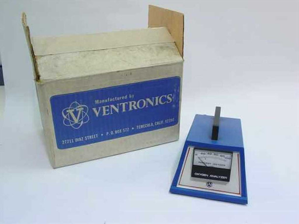 Ventronics 5524 Galvanic Oxygen Analyzer shown next to original manufacturer box from Temecula, California