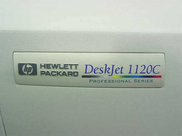 HP DeskJet 1120C Professional Series – close-up of front nameplate badge showing Hewlett-Packard DeskJet 1120C branding