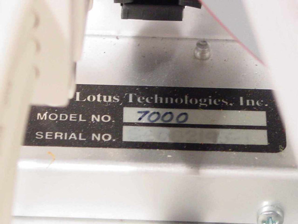 Lotus Technologies 7000 motor controller module – label close-up confirming Model No. 7000 on aluminum chassis
