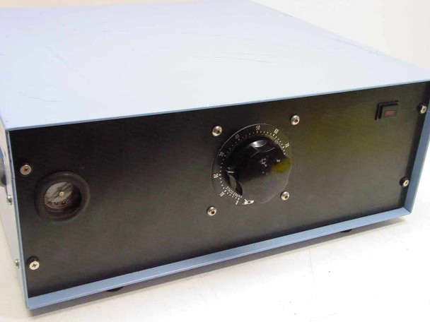 Staco SQ 1010 Variac cabinet — front panel close-up showing large rotary control dial and analog meter on left side