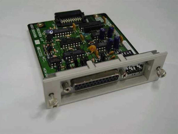 Epson C82305 serial interface card – angled front view showing DB-25 and smaller serial connector on the bracket faceplate
