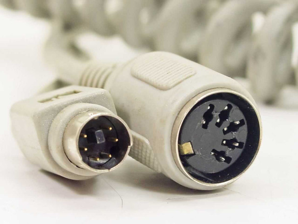 Unitech MS300-1 PS/2 male and AT female keyboard wedge cable connectors close-up